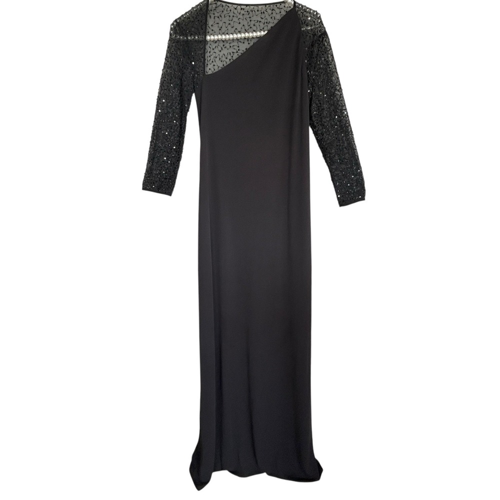 Vintage Cache Maxi‎ Evening Gown Dress 8 Y2k Beaded Formal Black Tie Wedding